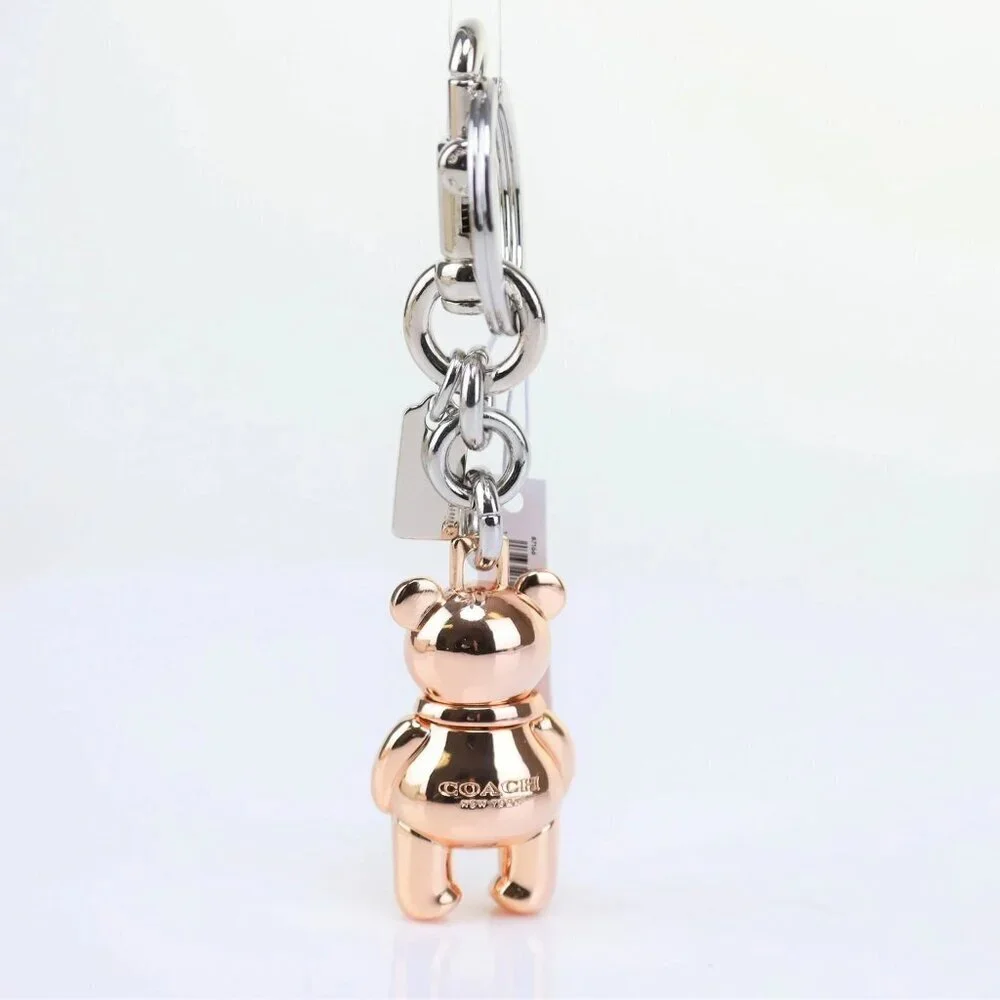 COACH Collectable 3D Rose Gold Coach Mascot Bear Charm / Key Chain NWT